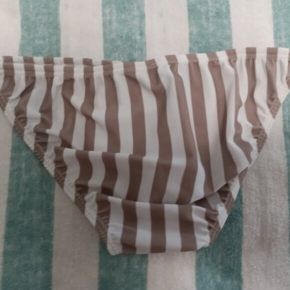 (*) VINTAGE MODUS VIVENDI BROWN STRIPED SWIM BRIEF, SIZE "S", (30'-32") - Picture 2 of 8